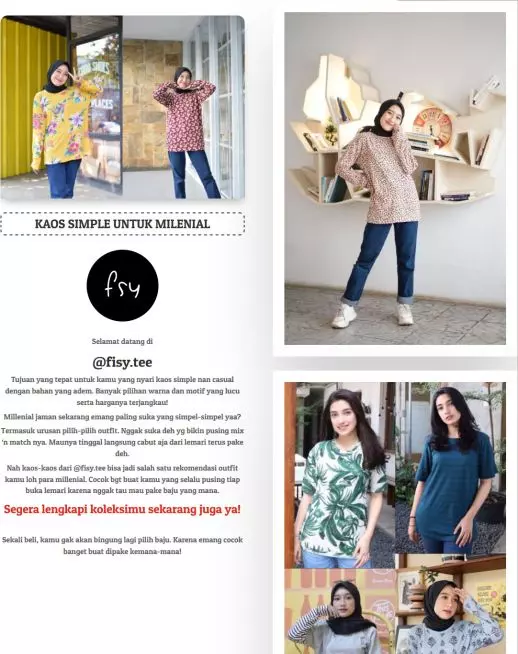 halaman website landing page produk baju muslimah