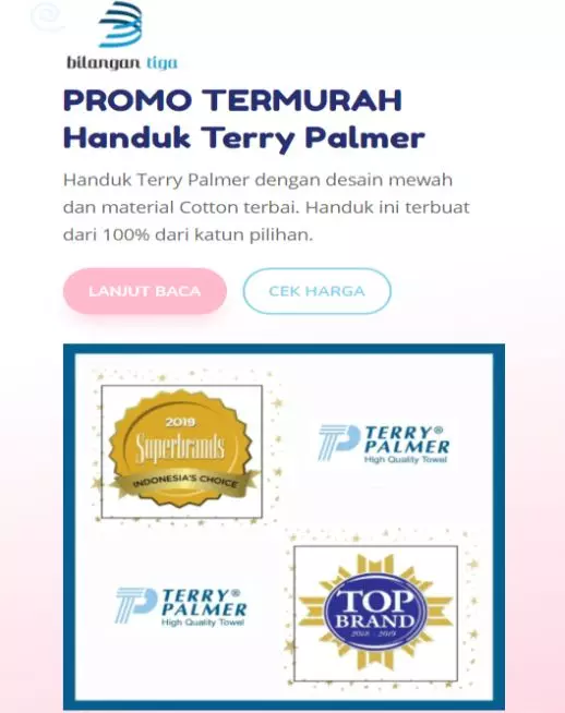 halaman website landing page produk handuk