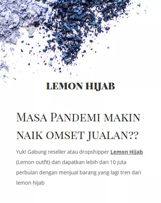 halaman website landing page produk hijab