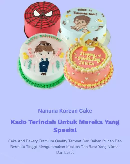 halaman website landing page produk kue korean cake